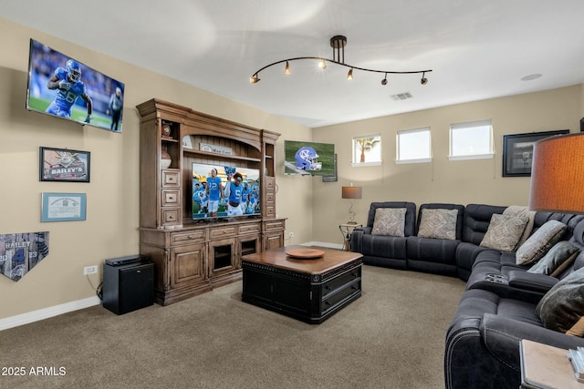 living room featuring carpet floors