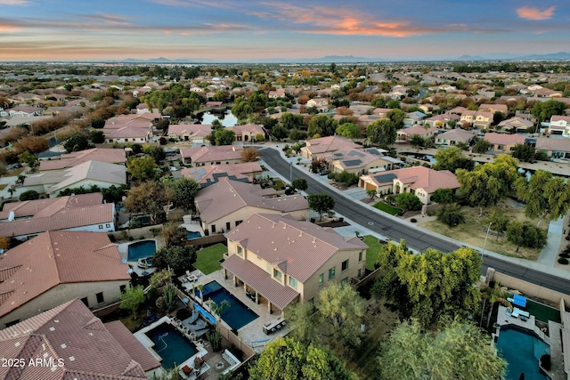 view of aerial view at dusk