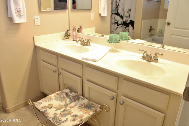 bathroom featuring vanity and tile patterned floors