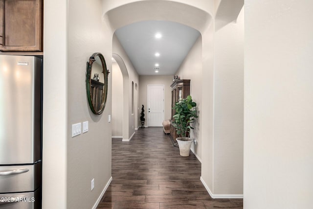 1822 N Waverly, Mesa, AZ 85207 - corridor with arched walkways, dark wood-style floors, and recessed lighting
