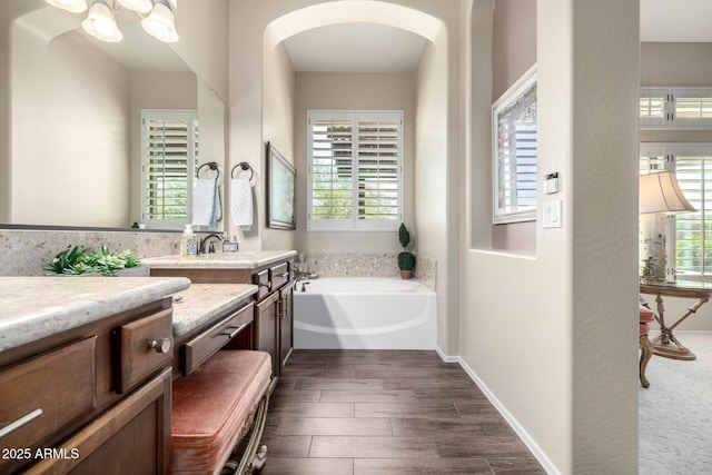 1822 N Waverly, Mesa, AZ 85207 - full bath with a garden tub, vanity, and wood finished floors