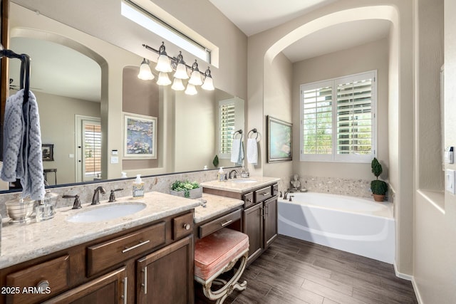 1822 N Waverly, Mesa, AZ 85207 - bathroom featuring double vanity, plenty of natural light, and a garden tub
