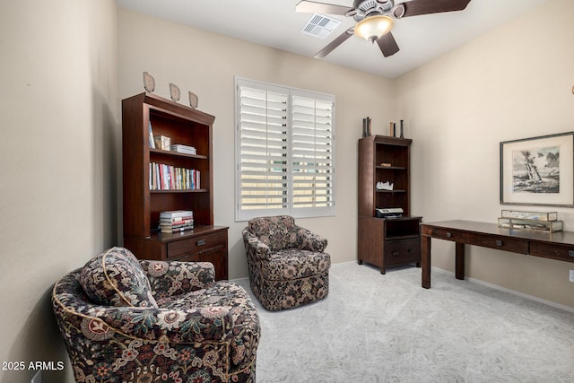 1822 N Waverly, Mesa, AZ 85207 - living area featuring an office area, a ceiling fan, and carpet floors