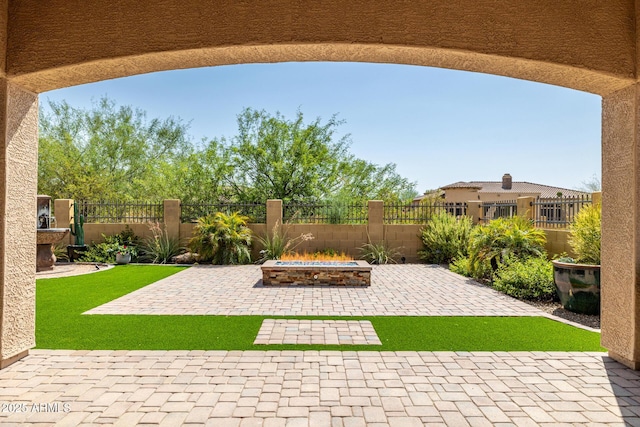 1822 N Waverly, Mesa, AZ 85207 - fenced backyard featuring a patio area and a fire pit