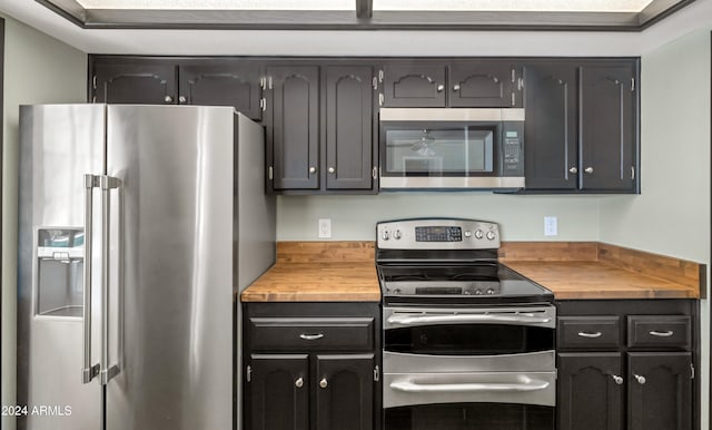 kitchen featuring wood counters and stainless steel appliances