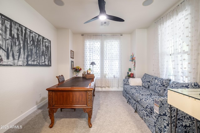 20639 W Grandview Dr, Buckeye, AZ 85396 - office featuring a ceiling fan, carpet flooring, and baseboards