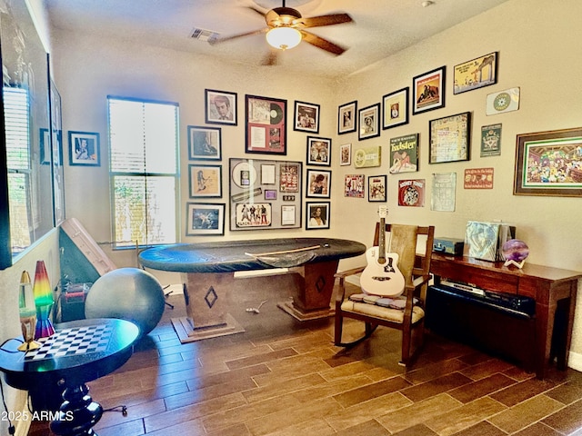 9249 E Desert Arroyos St, Scottsdale, AZ 85255 - office area with a ceiling fan and wood finished floors