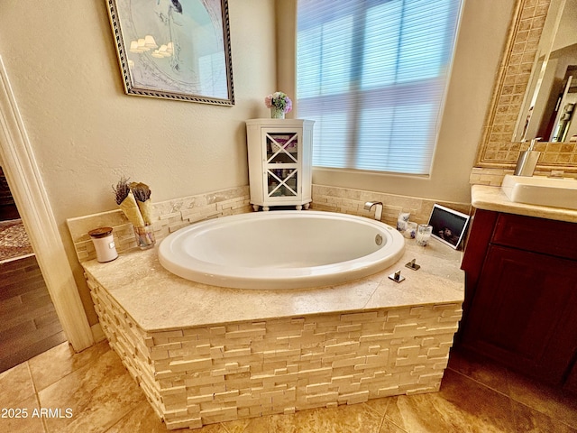 9249 E Desert Arroyos St, Scottsdale, AZ 85255 - full bath with vanity, a garden tub, and tile patterned flooring