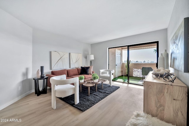 living room with light hardwood / wood-style floors