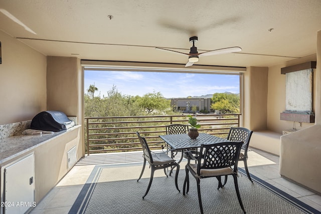 exterior space featuring ceiling fan and a healthy amount of sunlight