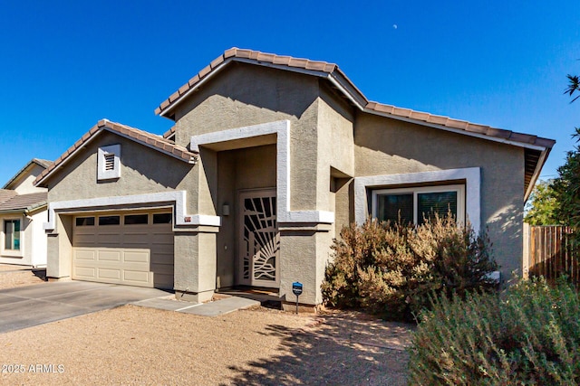 view of front of house with a garage