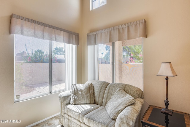 living area with baseboards