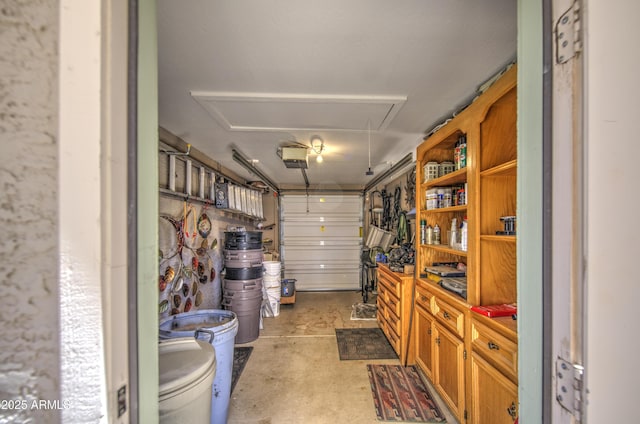 garage with a garage door opener