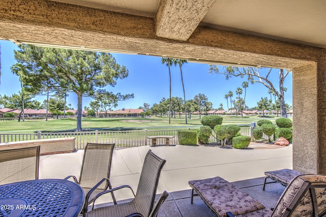 view of patio / terrace featuring view of golf course