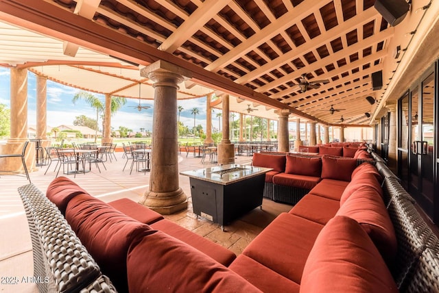 view of patio with an outdoor living space and outdoor dining space