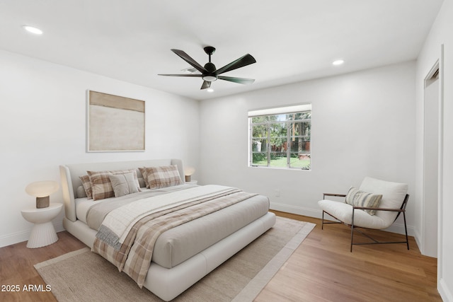 20 W Pasadena Ave, Phoenix, AZ 85013 - bedroom featuring light wood-type flooring, recessed lighting, baseboards, and ceiling fan