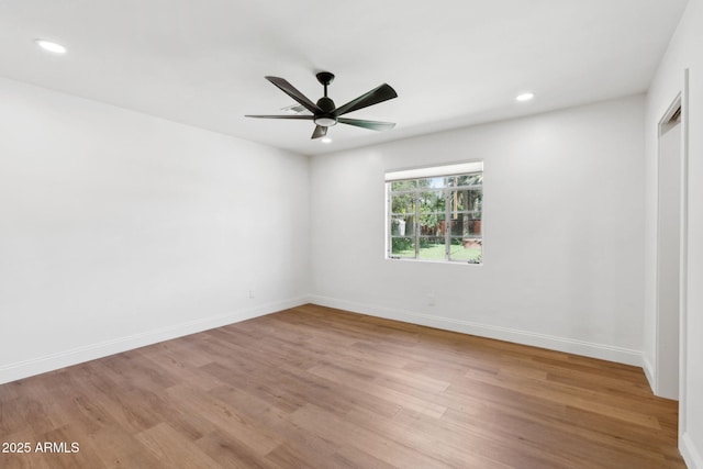 20 W Pasadena Ave, Phoenix, AZ 85013 - spare room featuring light wood-style floors, recessed lighting, a ceiling fan, and baseboards