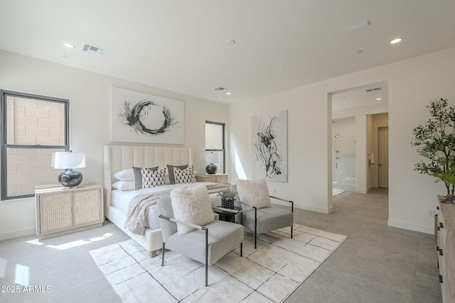 12326 E Black Rock Rd, Scottsdale, AZ 85255 - tiled bedroom with baseboards, visible vents, and recessed lighting