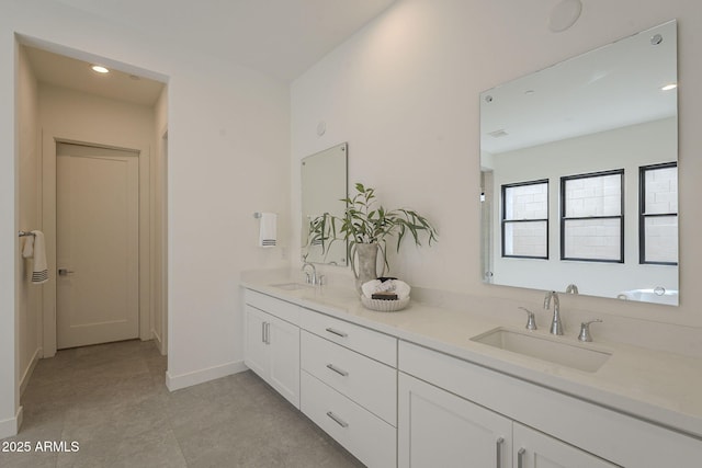 12326 E Black Rock Rd, Scottsdale, AZ 85255 - full bath featuring a sink, baseboards, double vanity, and recessed lighting