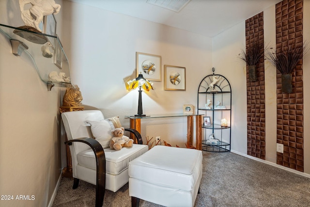 living area with carpet floors