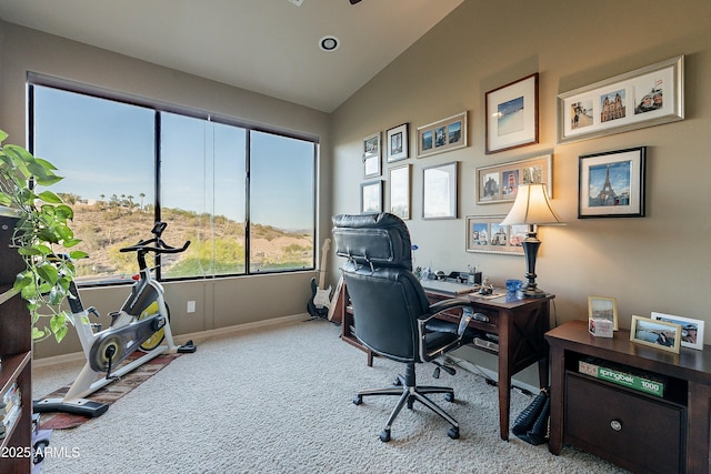 16336 E Ridgeline Dr, Fountain Hills, AZ 85268 - home office with vaulted ceiling, baseboards, and carpet