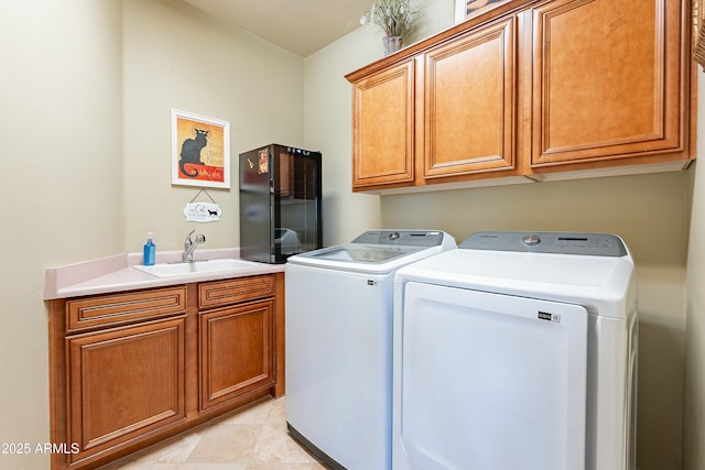 16336 E Ridgeline Dr, Fountain Hills, AZ 85268 - laundry area with washing machine and clothes dryer, cabinet space, and a sink
