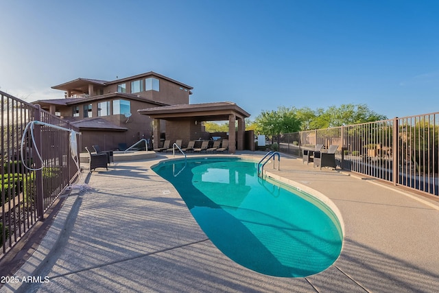 16336 E Ridgeline Dr, Fountain Hills, AZ 85268 - view of swimming pool with fence, a patio area, a fenced in pool, and a gazebo