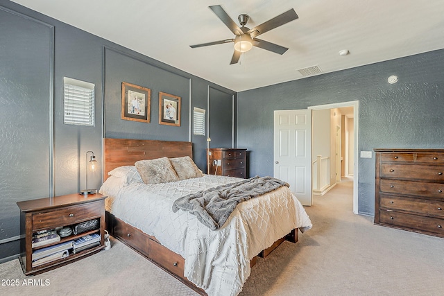 1482 S Banning St, Gilbert, AZ 85296 - bedroom featuring a textured wall, carpet flooring, and a ceiling fan