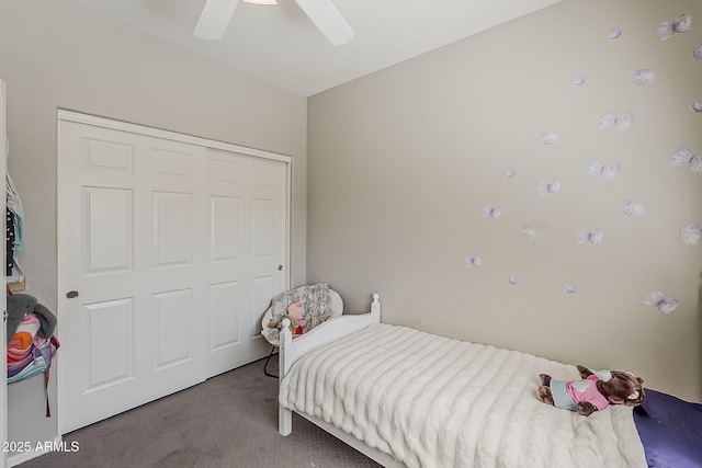 1482 S Banning St, Gilbert, AZ 85296 - bedroom featuring carpet flooring, a closet, and ceiling fan