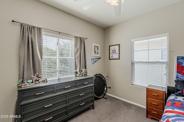 1482 S Banning St, Gilbert, AZ 85296 - bedroom featuring dark colored carpet, baseboards, and a ceiling fan