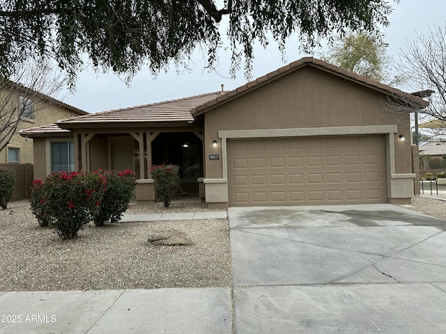 single story home with a garage