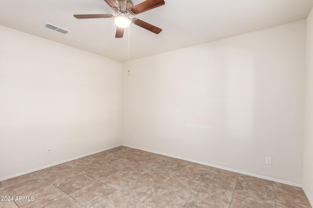 spare room featuring ceiling fan