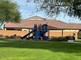 view of play area with a lawn