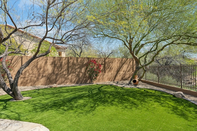 view of yard featuring a fenced backyard