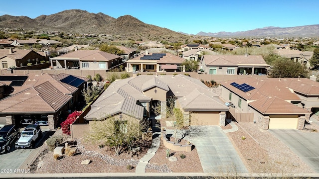 aerial view with a residential view and a mountain view