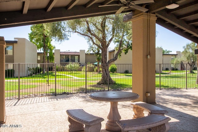 view of patio / terrace with ceiling fan