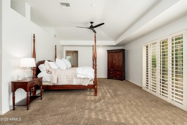 bedroom featuring carpet floors and ceiling fan