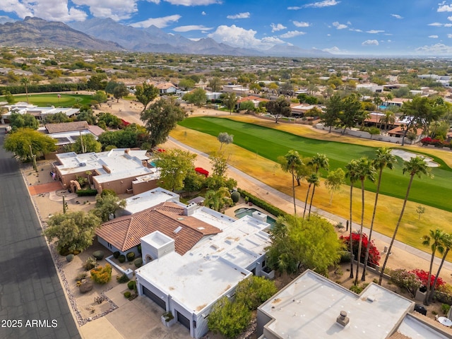 drone / aerial view with a mountain view