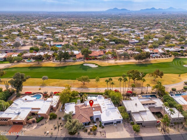 aerial view with a mountain view