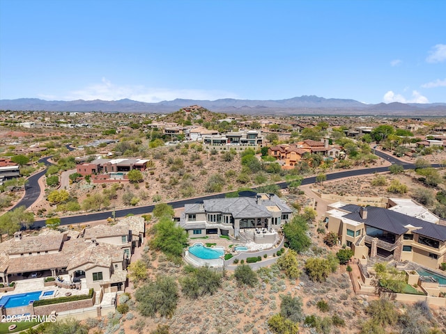 bird's eye view with a residential view and a mountain view