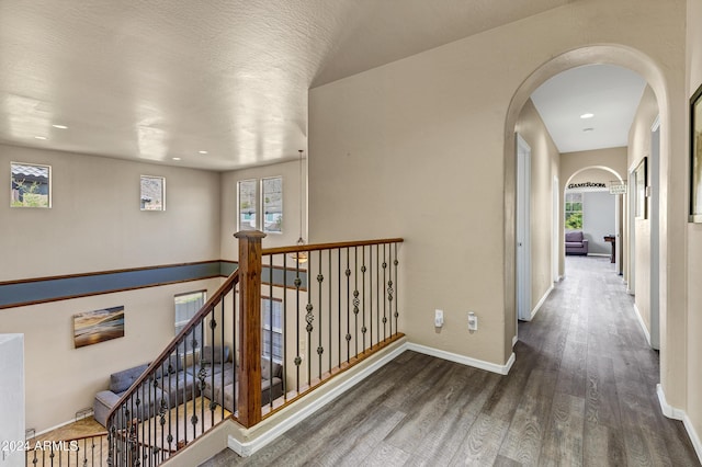 corridor featuring dark hardwood / wood-style floors and plenty of natural light