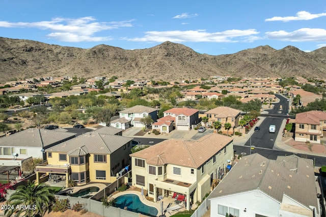 drone / aerial view with a mountain view