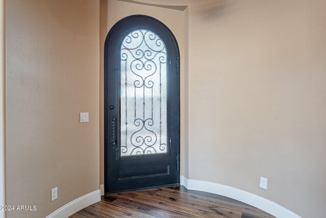 foyer entrance with wood-type flooring and plenty of natural light