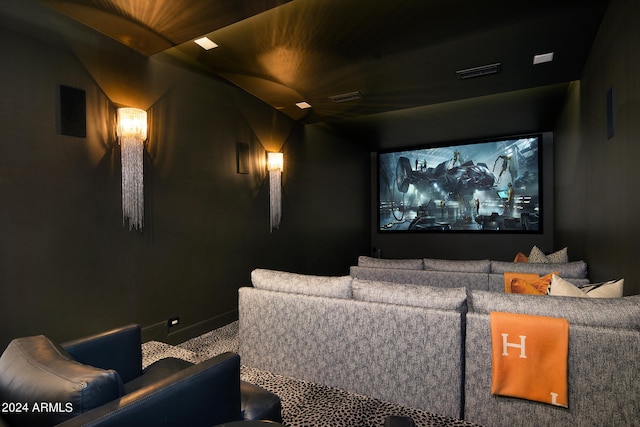 view of carpeted home theater