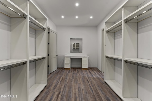 walk in closet featuring dark hardwood / wood-style flooring