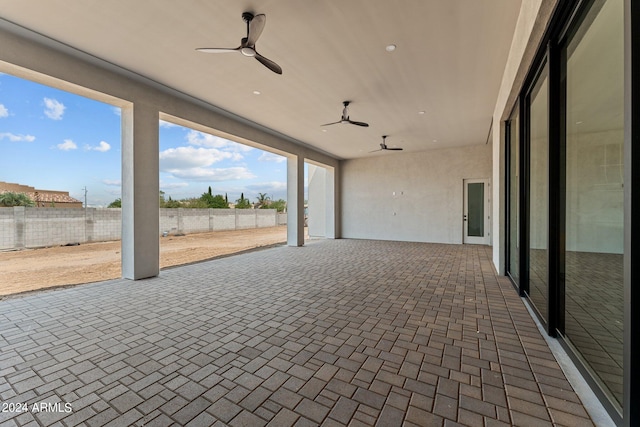 view of patio with ceiling fan