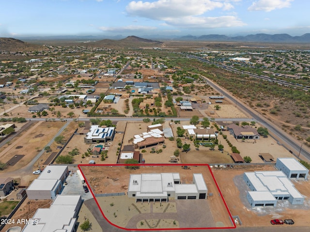 drone / aerial view with a mountain view