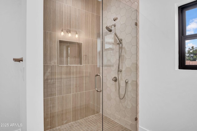 full bathroom featuring a stall shower