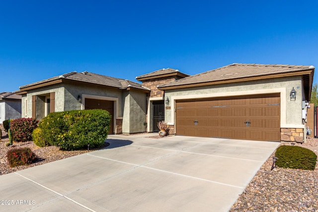 prairie-style house with a garage