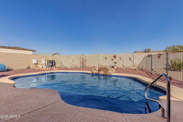 view of pool with central air condition unit